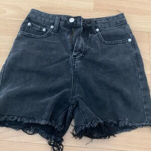 White Fox Black Denim Shorts